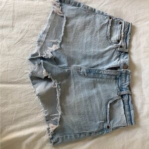 Abercrombie & Fitch Light Blue Frayed Jean Shorts